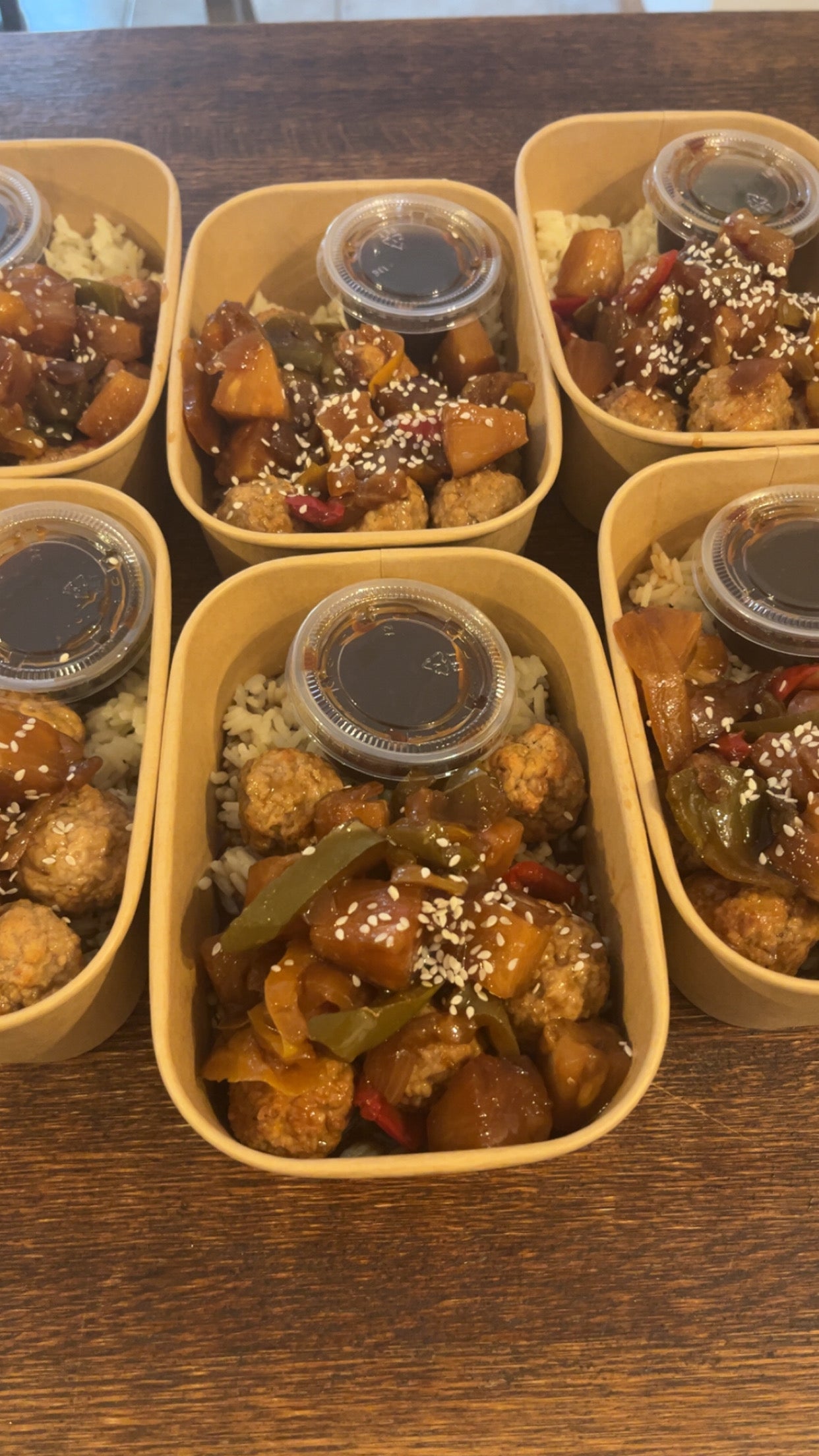 Sweet-N-Sour Meatballs with rice