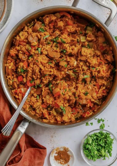 Cajun Sausage roasted veg and rice Bowl